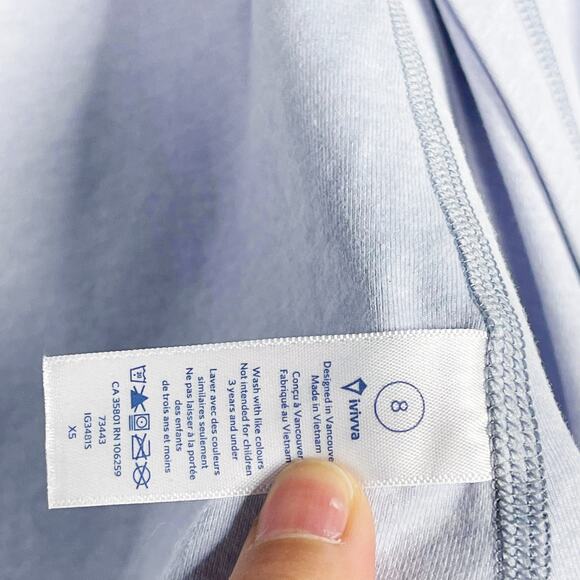 Ivivva by Lululemon Girls 8 Blue Open Front Charm Cardigan Convertible Wrap Top - Picture 9 of 10